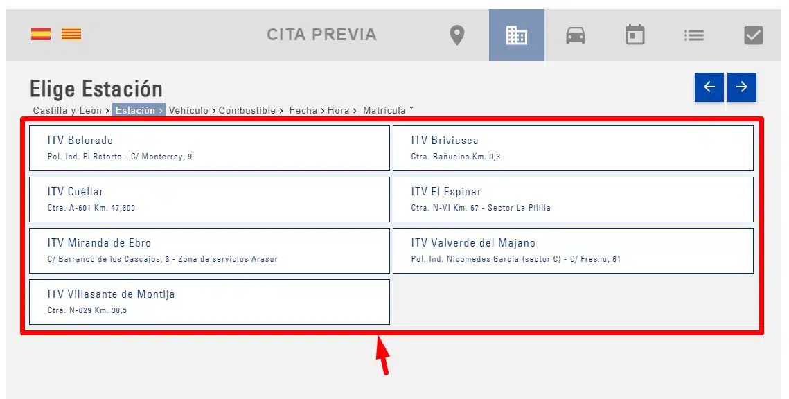 elegir estación de itv sant celoni
