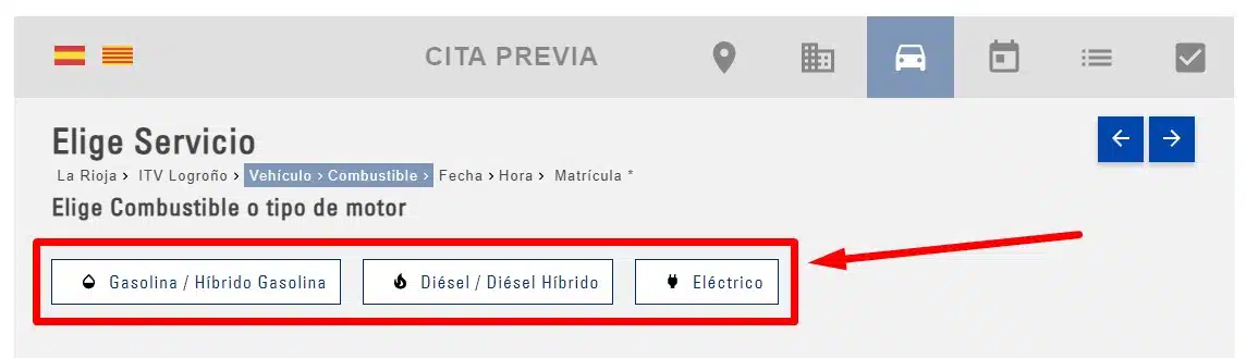 tipo de motor cita itv